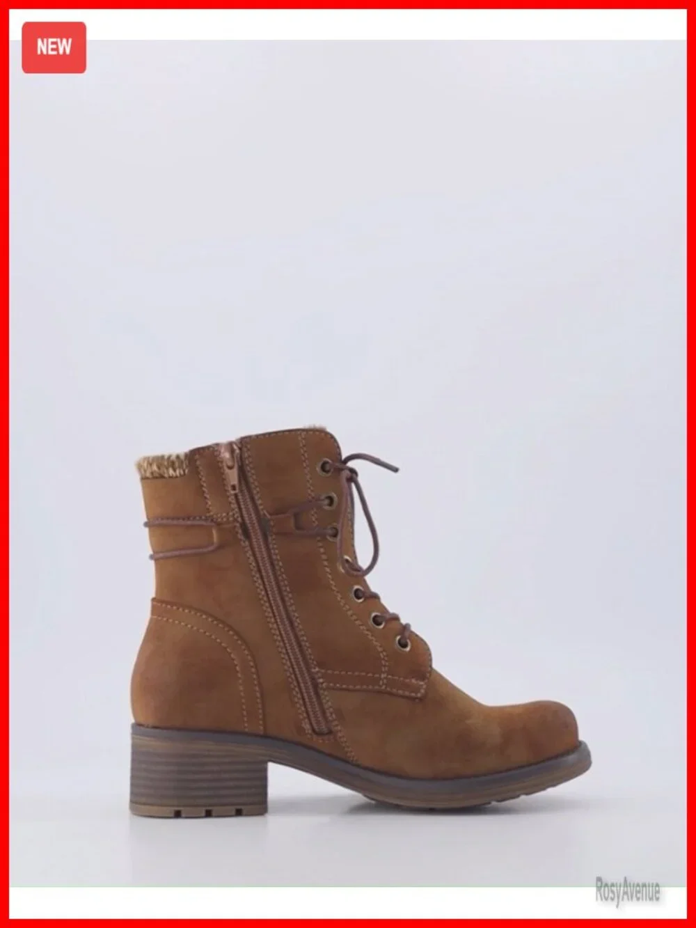 Lace up boot with Memory Foam and side zipper